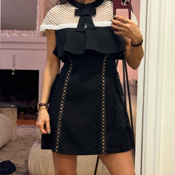 Self-Portrait Dresses & Skirts - Self-Portrait Black Lace Panel Mini Dress - Size US 4 / UK 8
